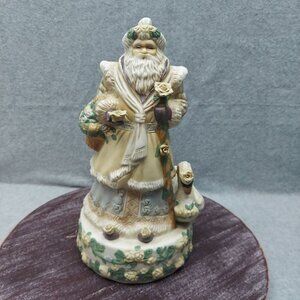 Old World Santa Claus Collectible Porcelain Figurine With Intricate Floral Detai